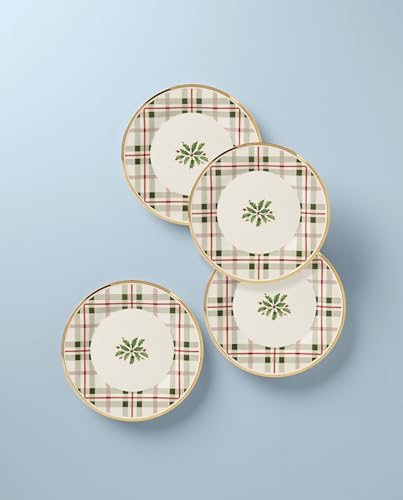 Holiday Plaid 12-Piece Dinnerware Set, Red & Green R25218