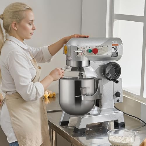 Commercial Food Mixer 10Qt Stainless Steel Bowl, 450W Stand Mixer with 3 Speeds U88115
