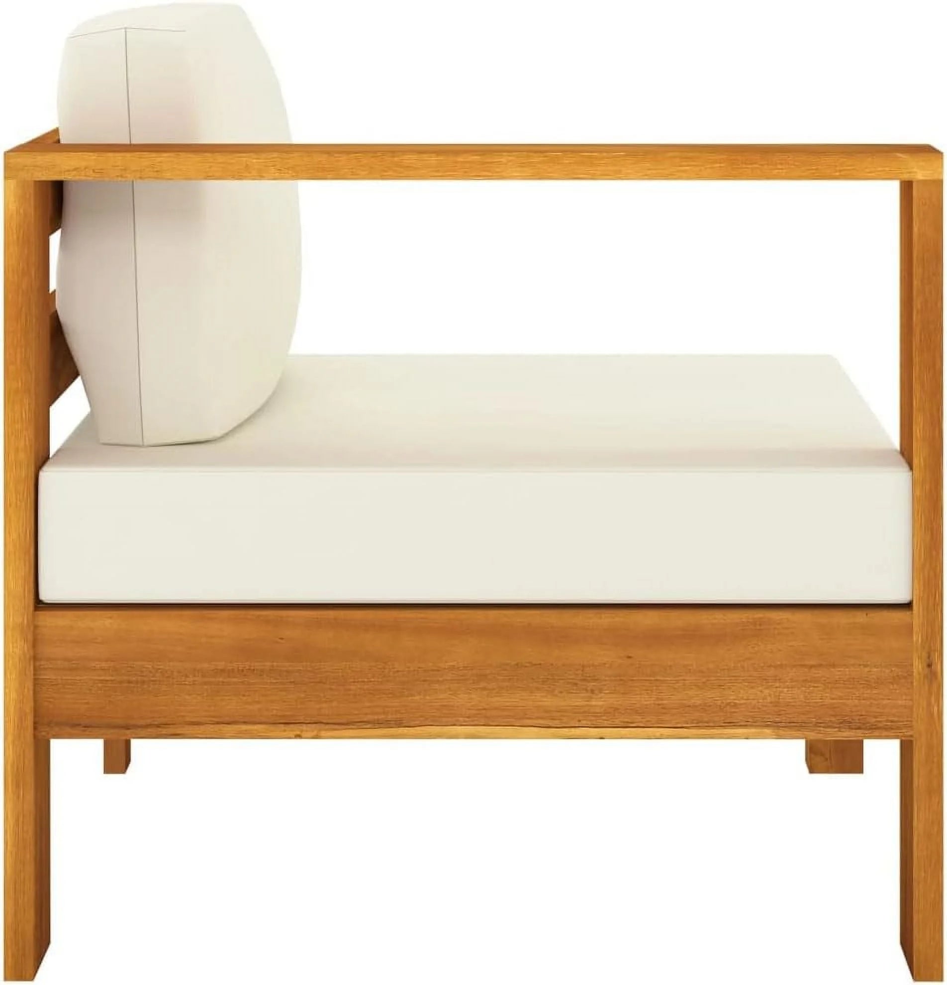 6 Piece Patio Lounge Set with Cream White Cushions and Acacia Wood Outdoor Table U171148