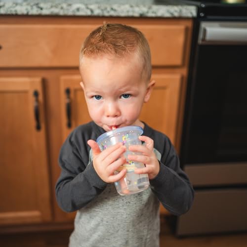 Toddler Straw Cups with Snap On Lids - Spill Proof - 10 Oz - 8 Count O96560