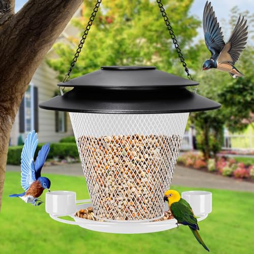 Metal Wild Bird Feeder Hanging Outdoors Squirrel Proof Red U33228
