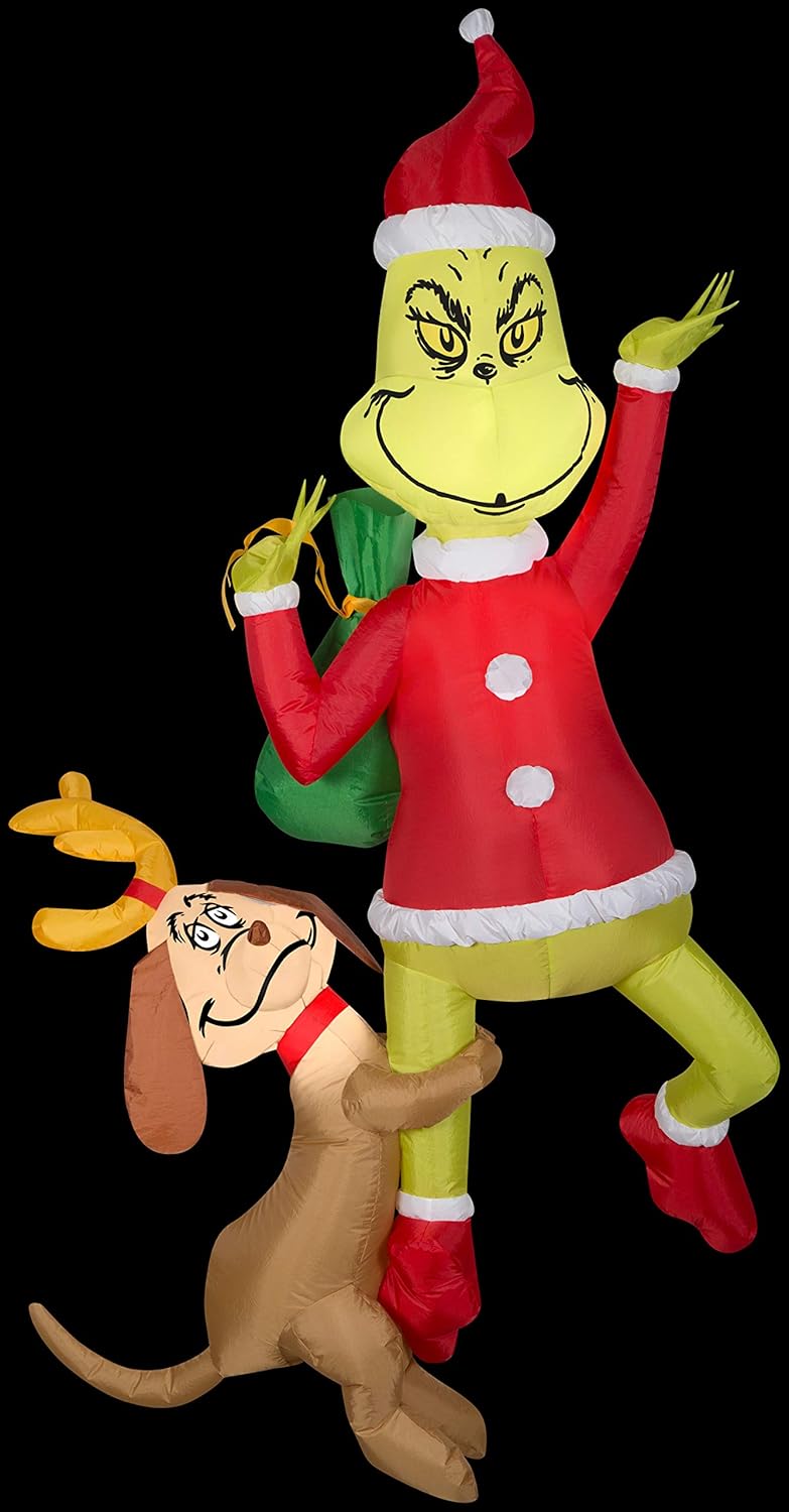 6ft Inflatable Hanging Grinch with Max I6951