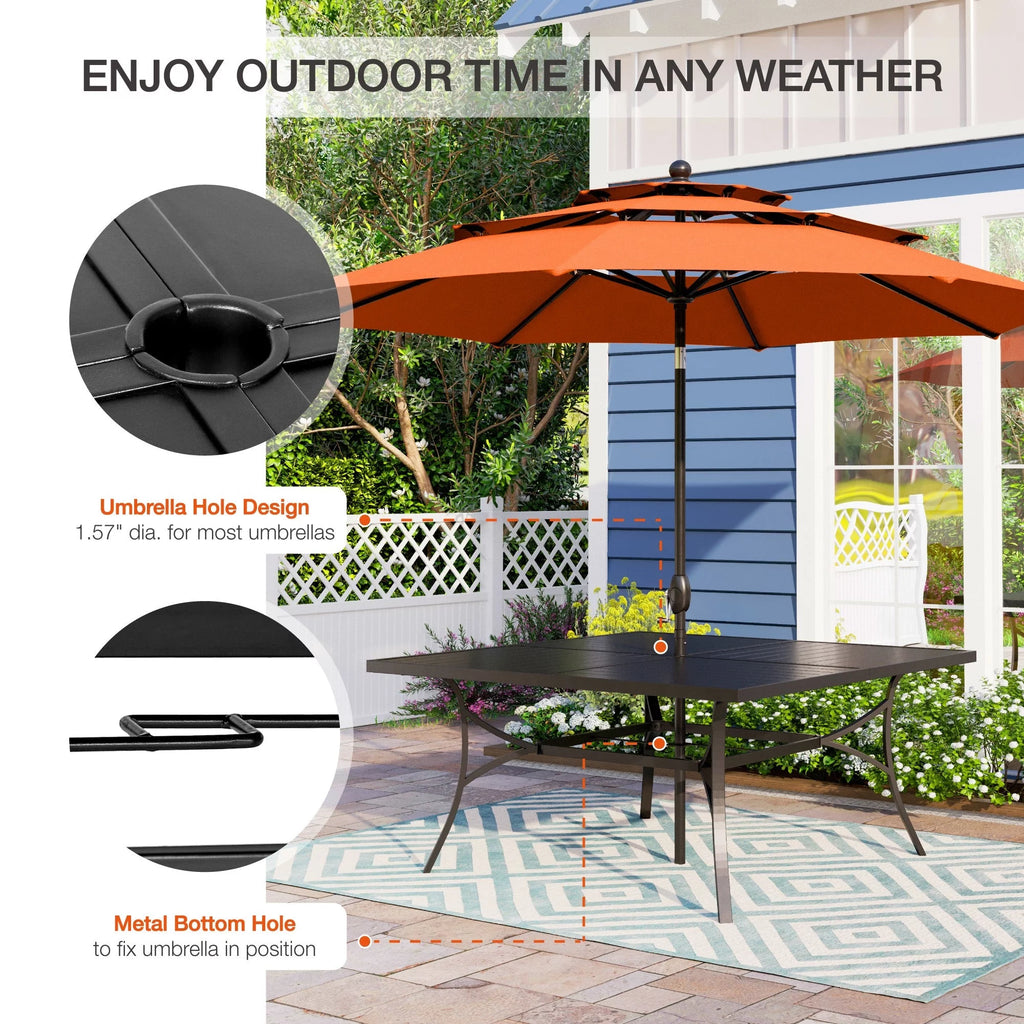 9 Piece Outdoor Metal Patio Dining Set with Square Table and Swivel Padded Chairs W244697