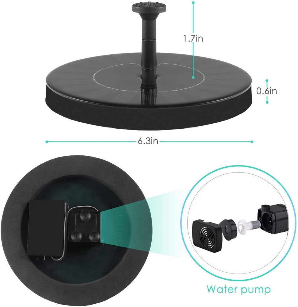 Solar Fountain Water Pump for Bird Bath, Mini Solar Powered, Outdoor Garden C99912