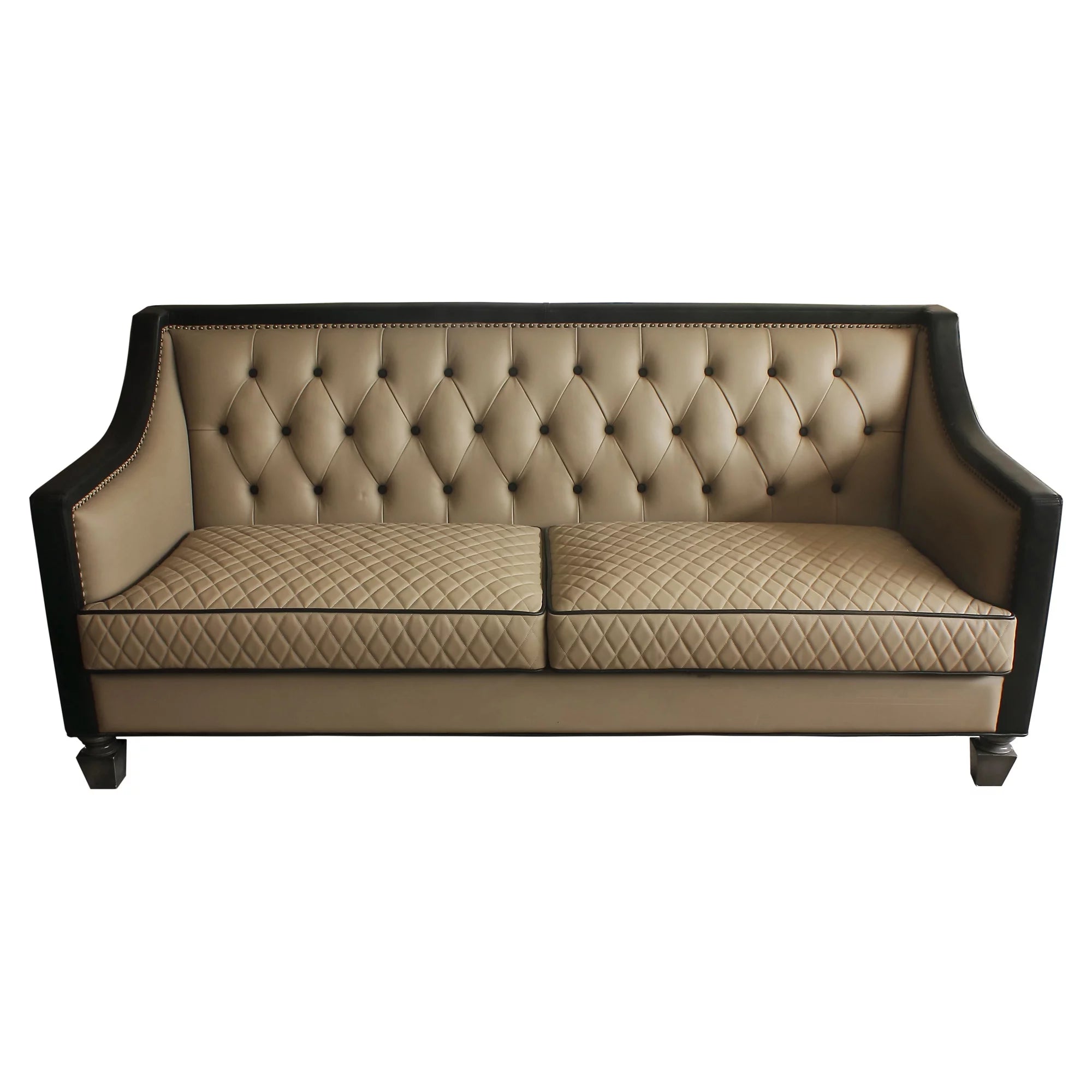 Sofa with 4 Pillows in Tan, Black and Charcoal R9054