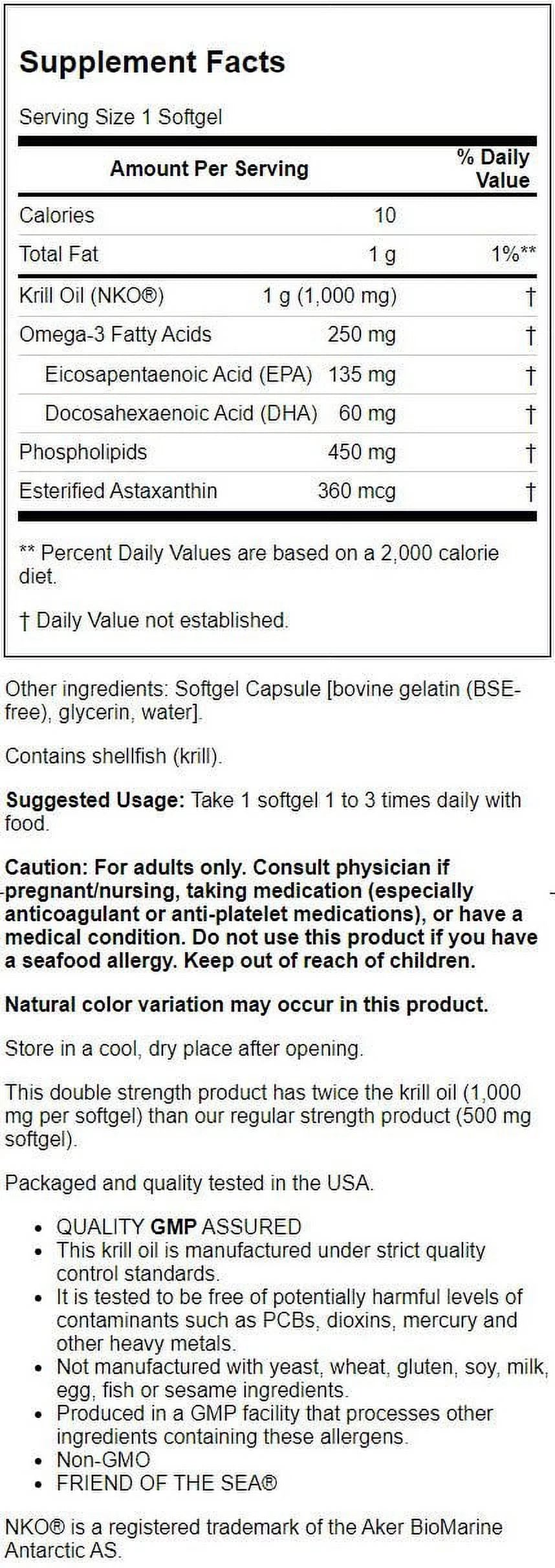 Krill Oil Softgels, 1000 Mg, 120 Count B466