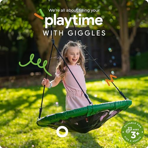 Single Swing Set Frame with 39" Round Platform Tree Swing C3642