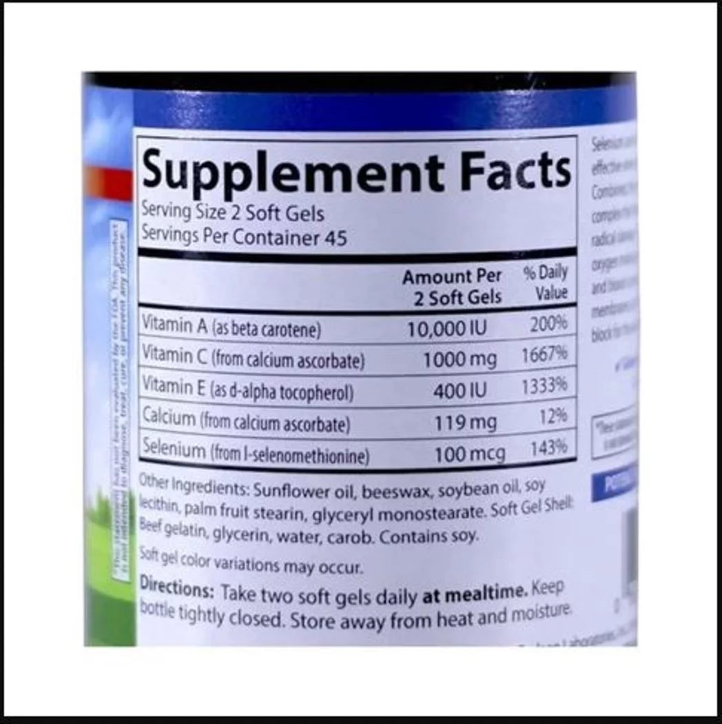 ACES + Zn Vitamins A, C, E Plus Selenium and Zinc - 180 Softgels K62340