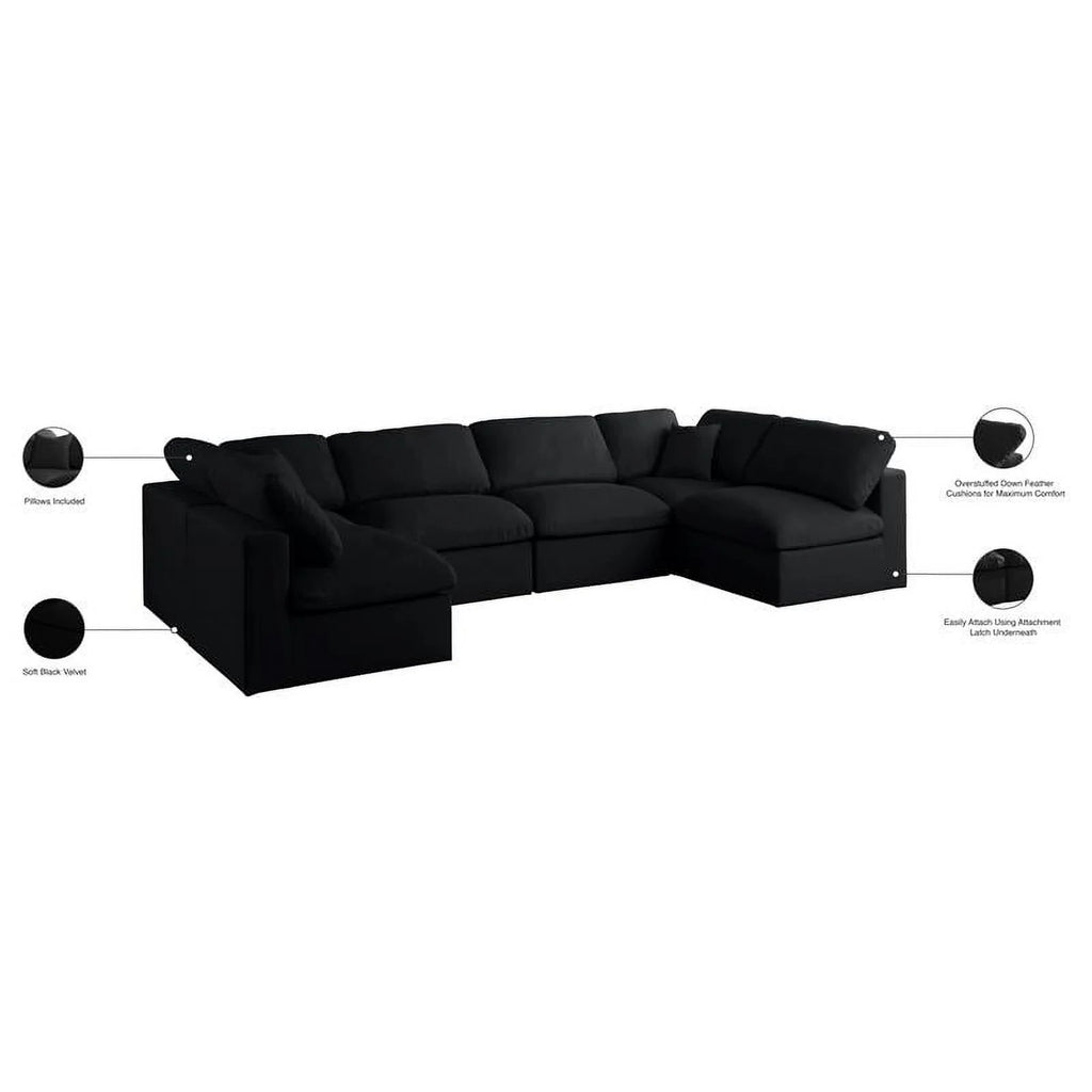 Plush Black Velvet Modular Sectional Q817