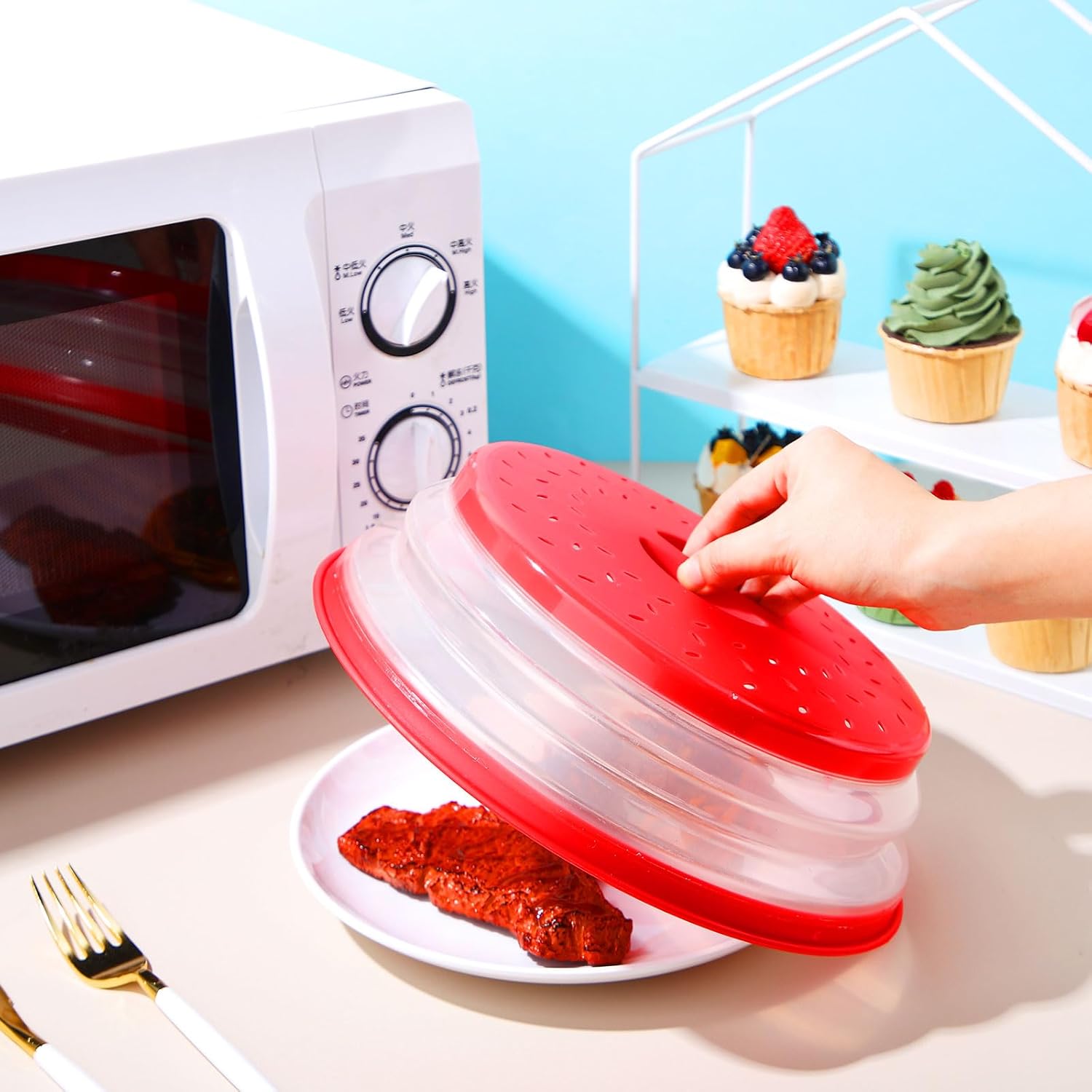 Collapsible Microwave Splatter Cover, 3 Sizes, BPA Free I8583