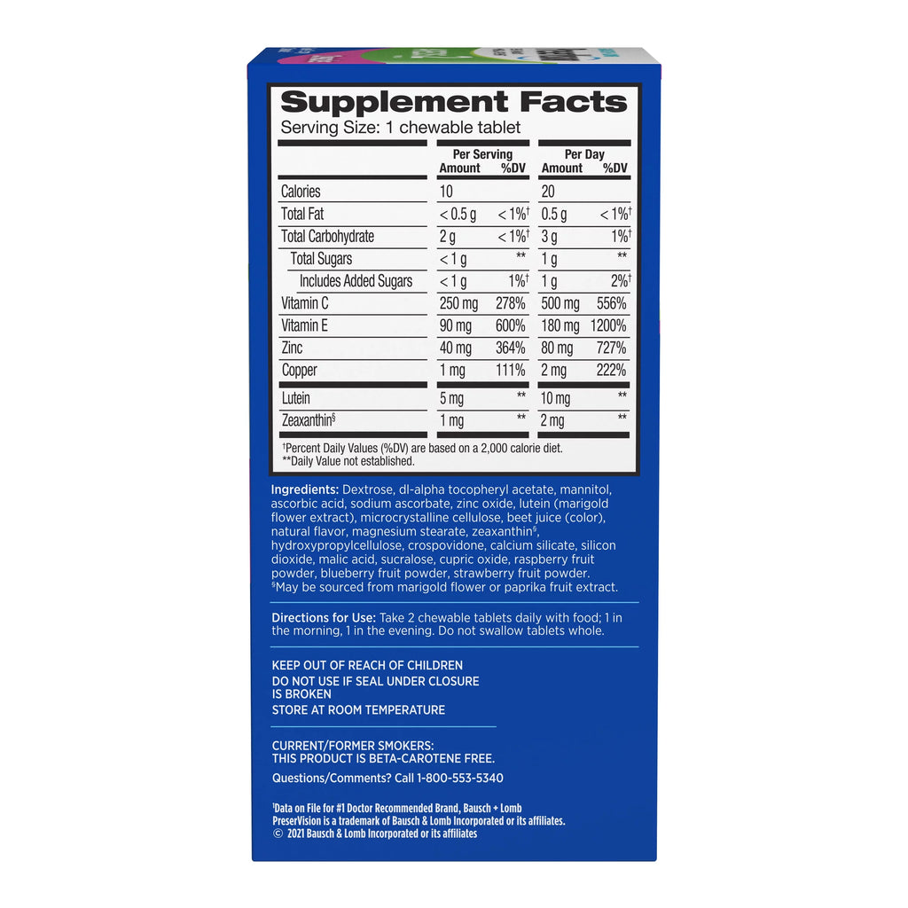 Eye Vitamin and Mineral Supplement, 70 Chewable Tablets I5339