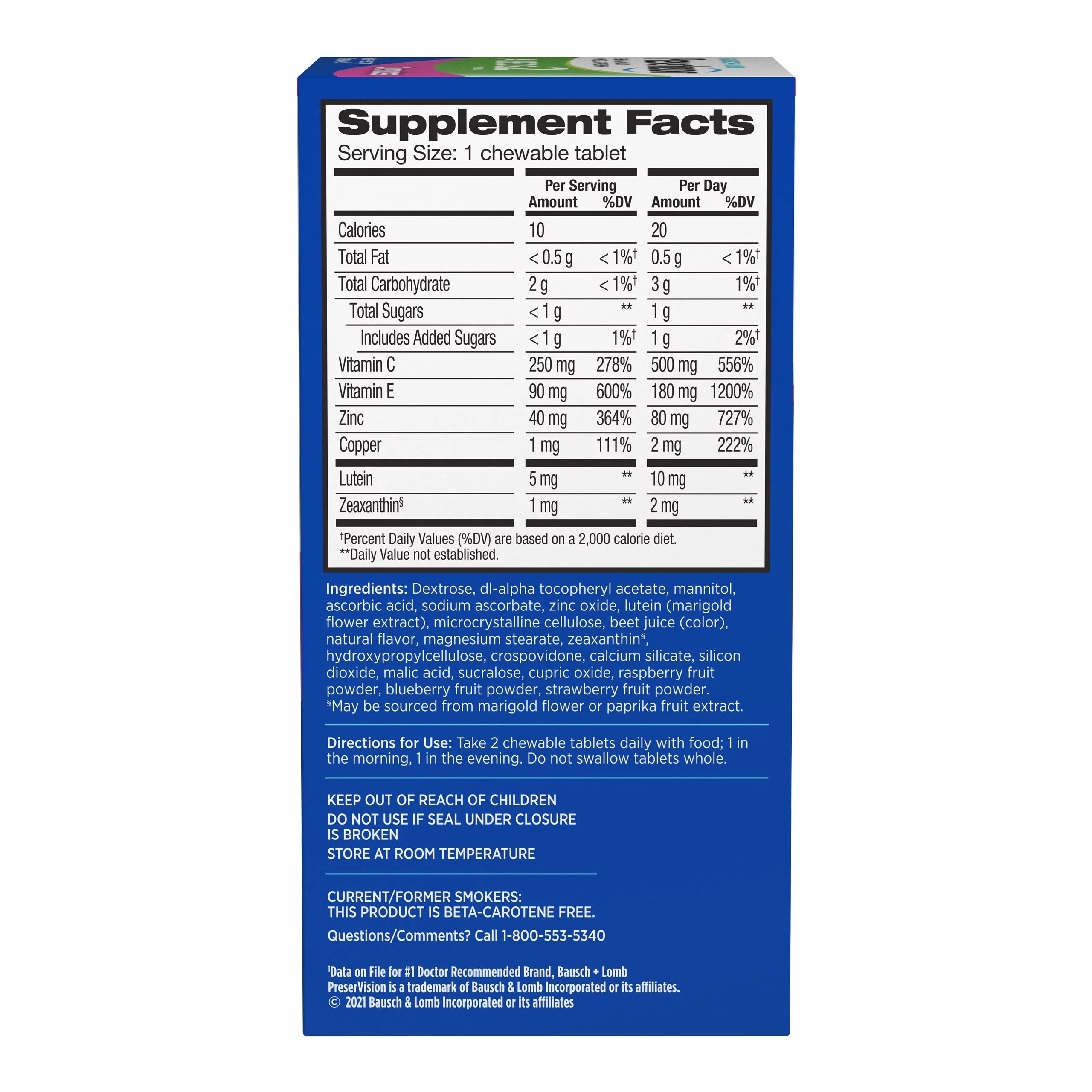 Eye Vitamin and Mineral Supplement, 70 Chewable Tablets I5339