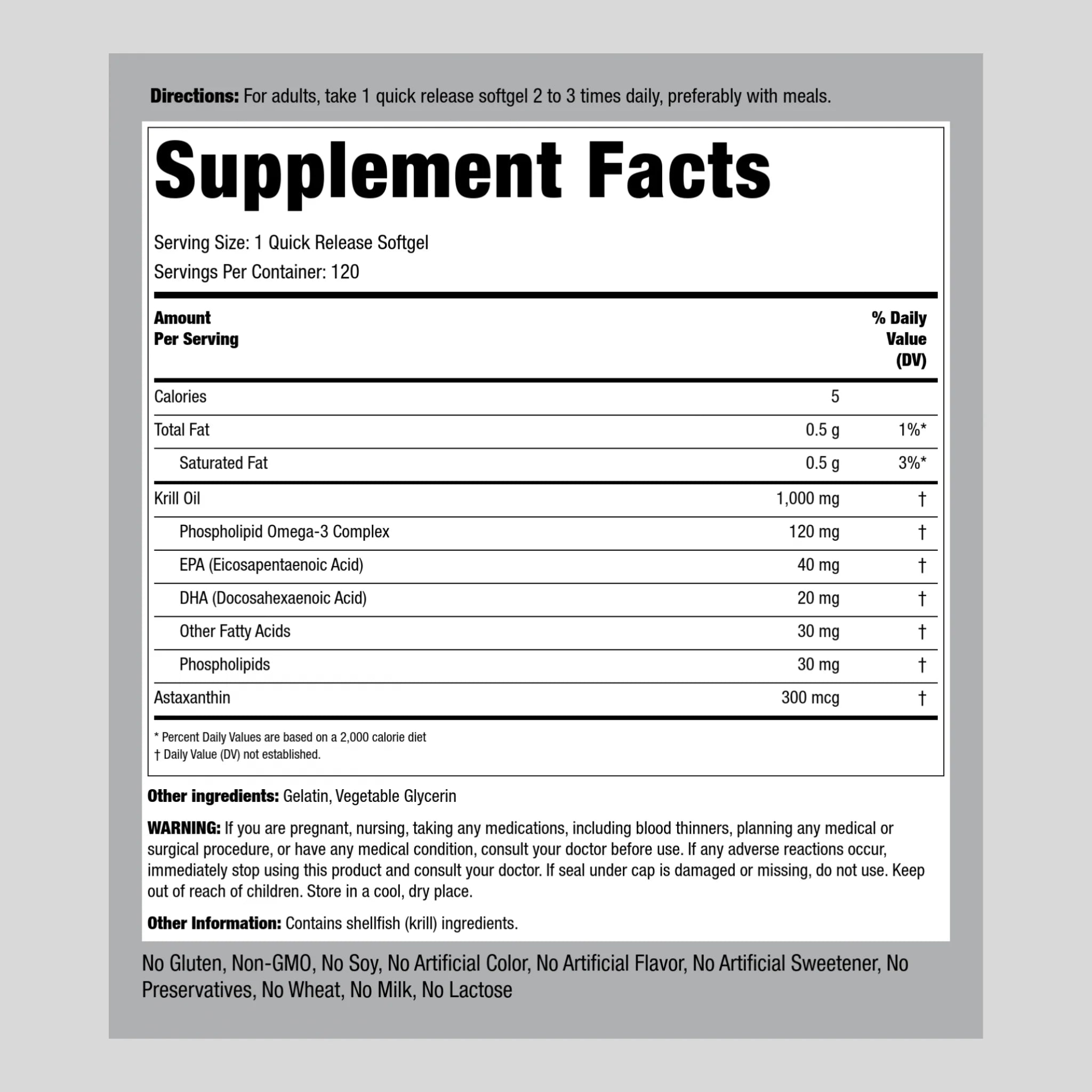 Krill Oil 1000mg Softgels with Astaxanthin R4988