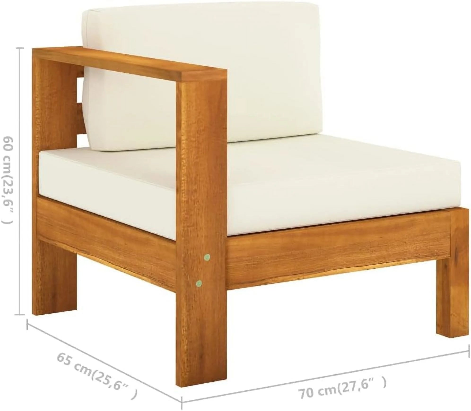 6 Piece Patio Lounge Set with Cream White Cushions and Acacia Wood Outdoor Table U171148