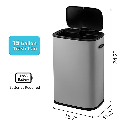 Stainless Steel Dual Trash Can and Recycling Bin, Open Top, 60L T844186