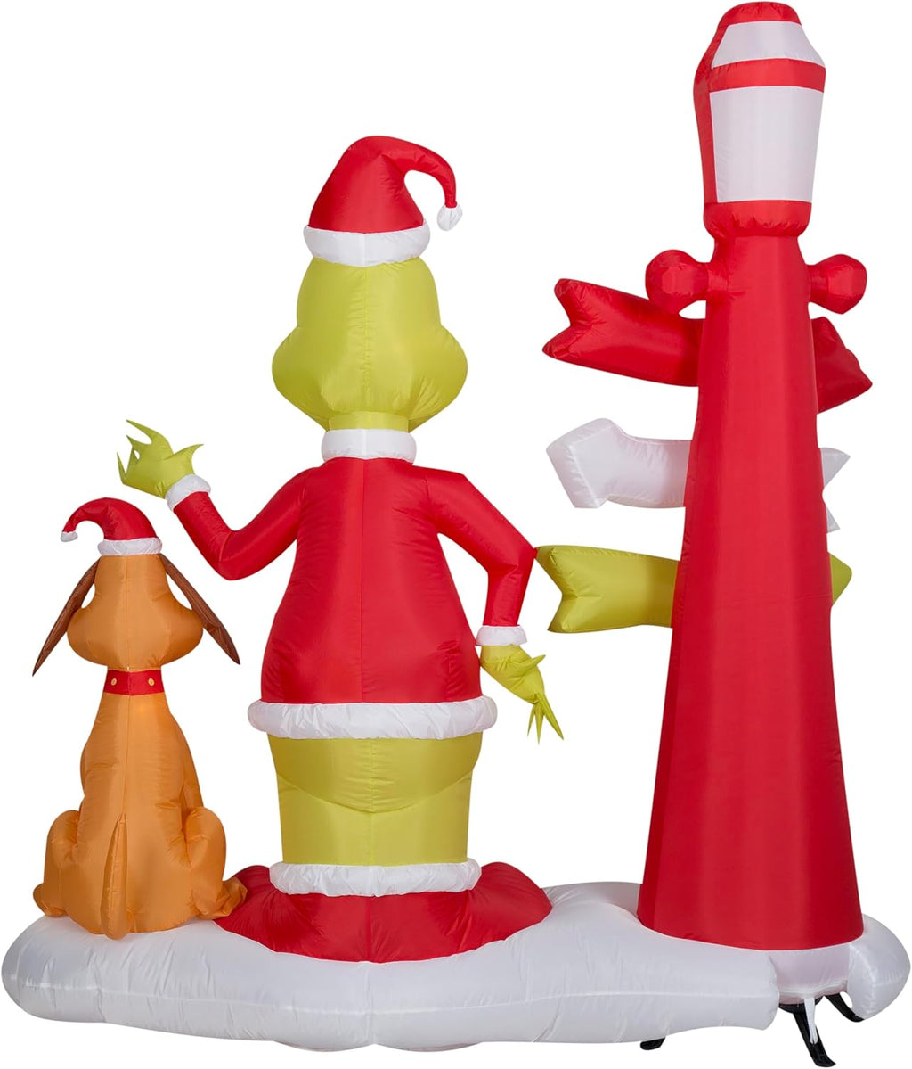 Christmas Inflatable Grinch and Max with Lamp Post, 6 ft Tall F538200