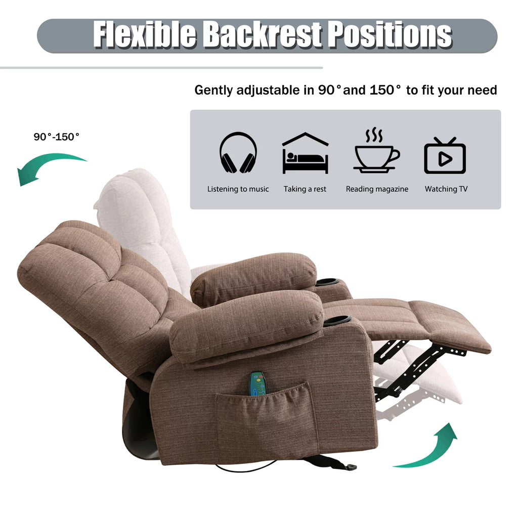 Manual Rocking Recliner Chair with Cup Holders and USB Ports Y84148
