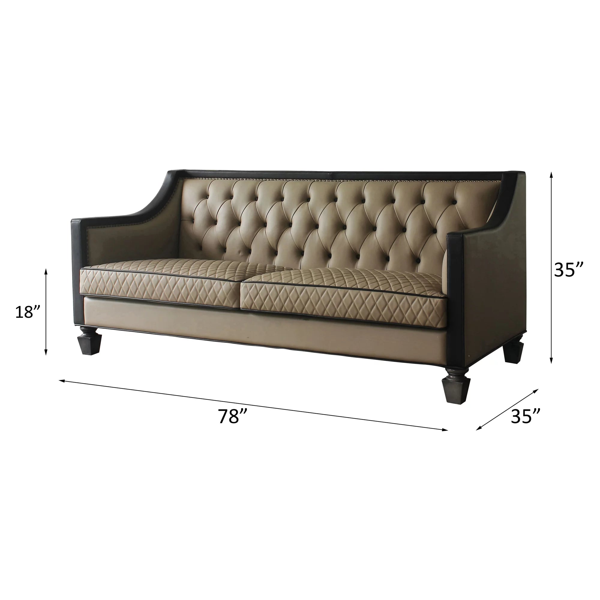 Sofa with 4 Pillows in Tan, Black and Charcoal R9054