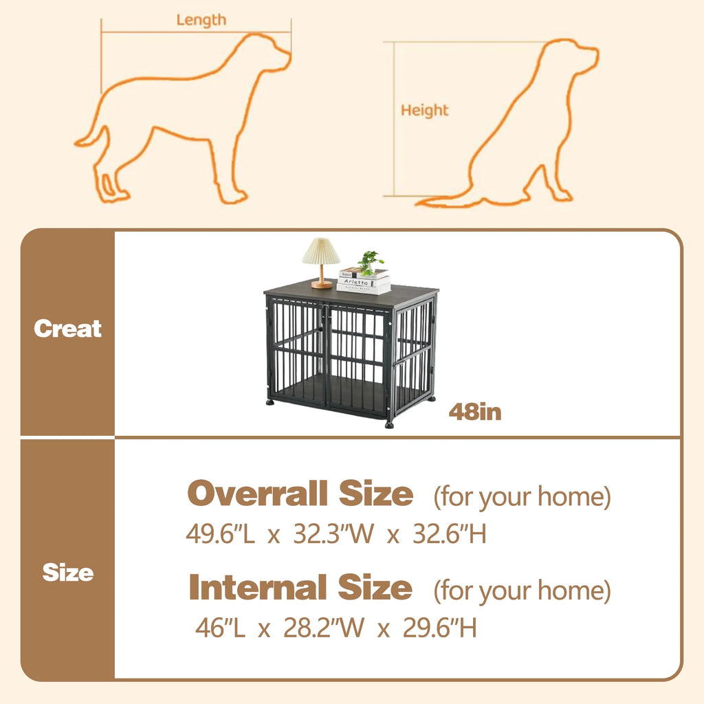 Wooden Dog Crate End Table for Medium and Large Dogs A832771