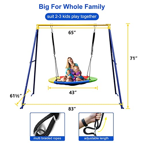 Saucer Tree Swing with A Frame Stand, Heavy Duty Outdoor Swing for Kids Y545819
