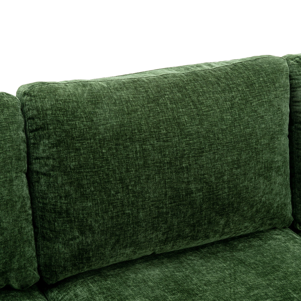 U-Shaped Sectional Sofa with Golden Metal Legs, Velvet Loveseat Chaise Lounge E893