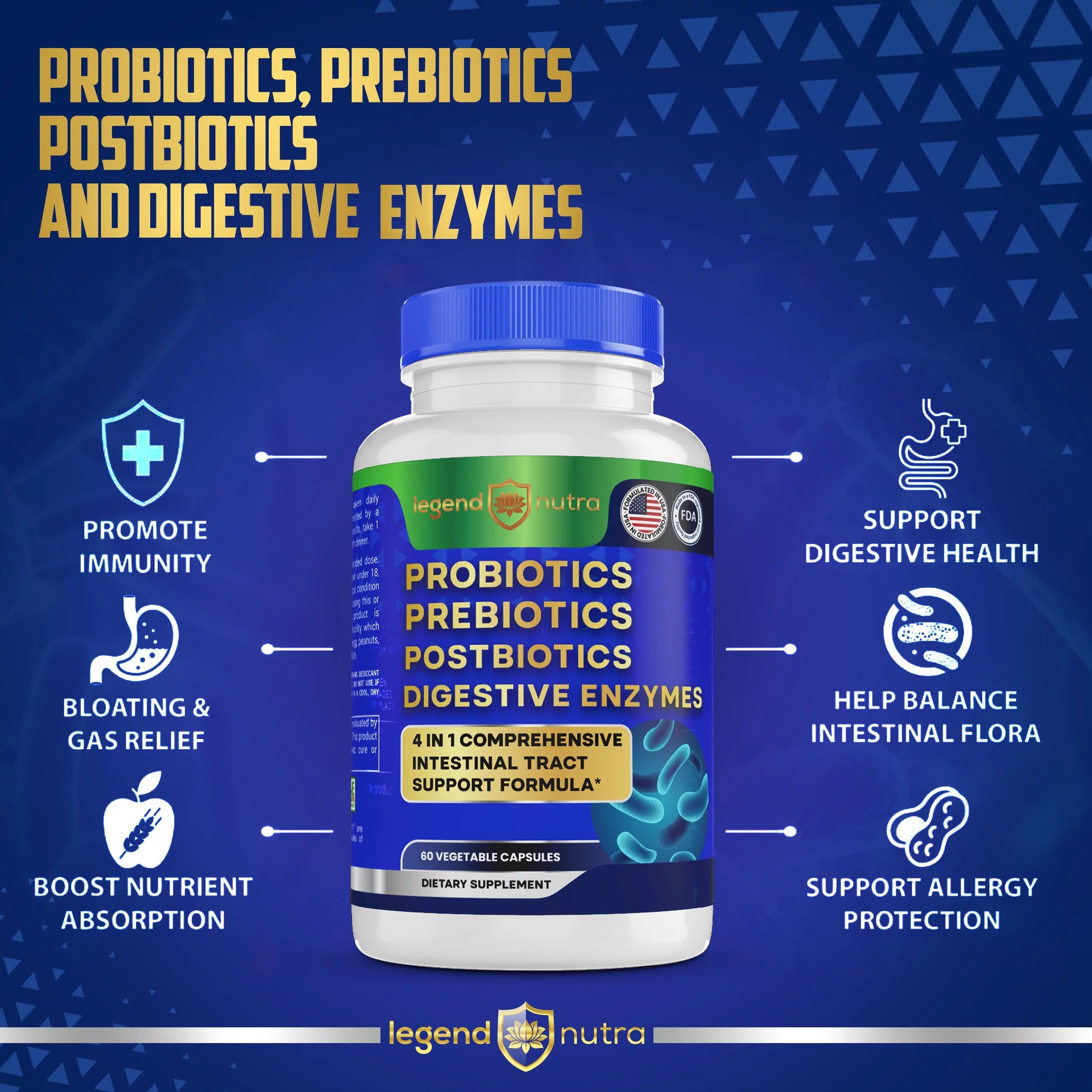 Digestive Enzymes Probiotics 4 in 1 for Men Women, 2-Pack, 120 Ct M73298