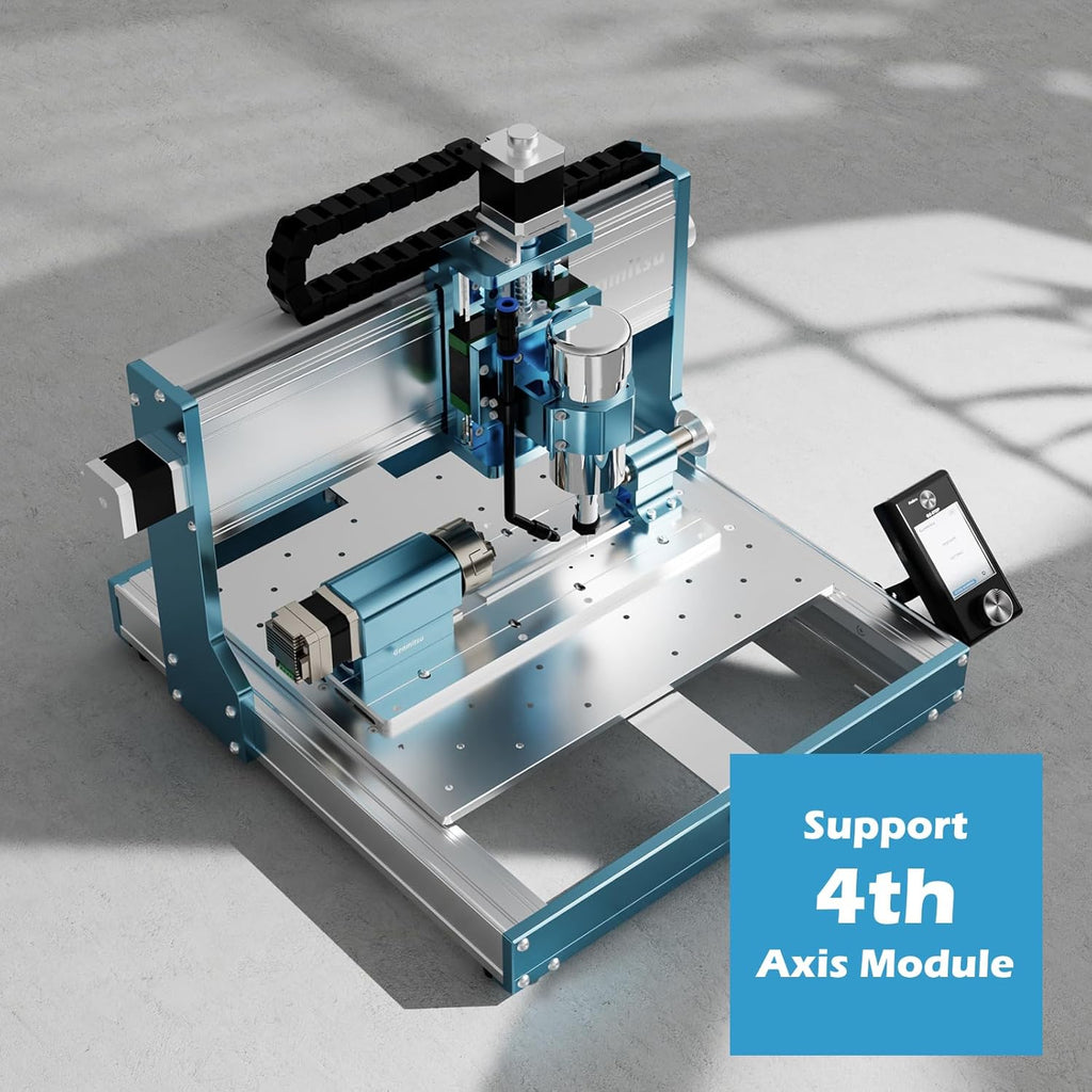 CNC Router Machine with 4th Axis Rotary Module Kit, 4 Jaw Chuck, 10:1 Speed Reducer D52153