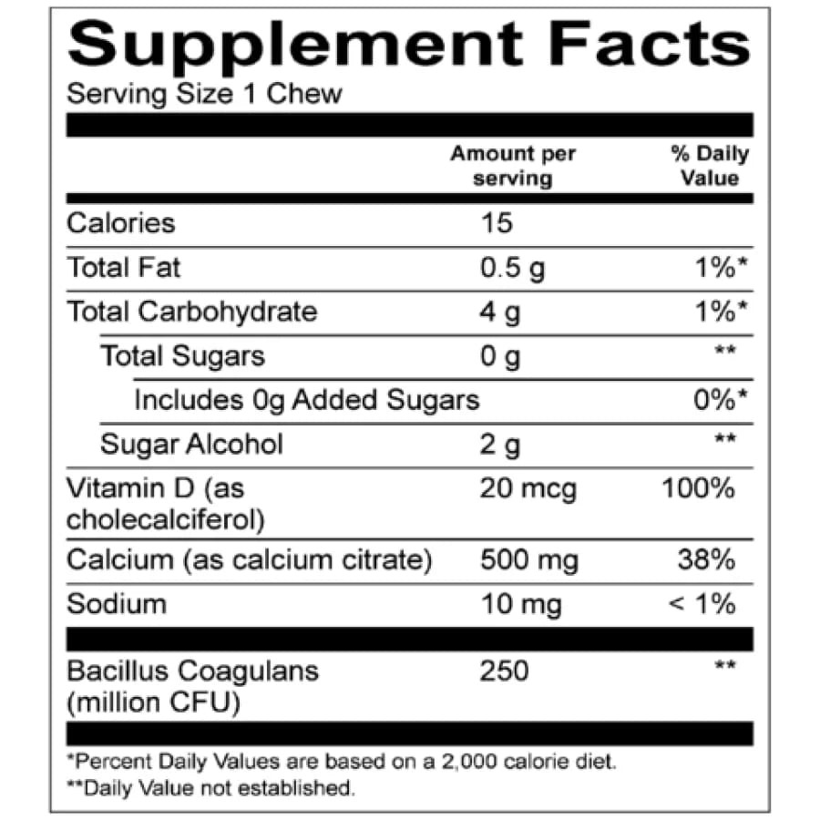 Sugar-Free Calcium Citrate Soft Chews 500mg with Probiotics, Strawberry Watermelon, 90ct X687