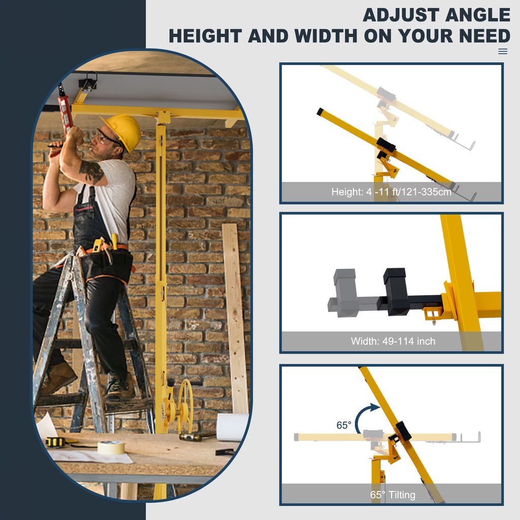 Drywall Rolling Lifter Panel, 150lb Capacity, Steel Telescopic Arm K5587