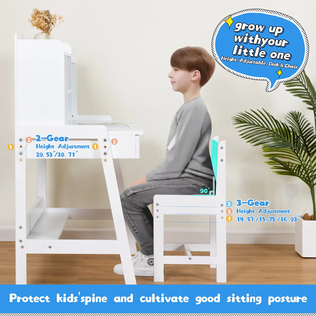 Kids Wooden Desk and Chair Set with Drawers A9990