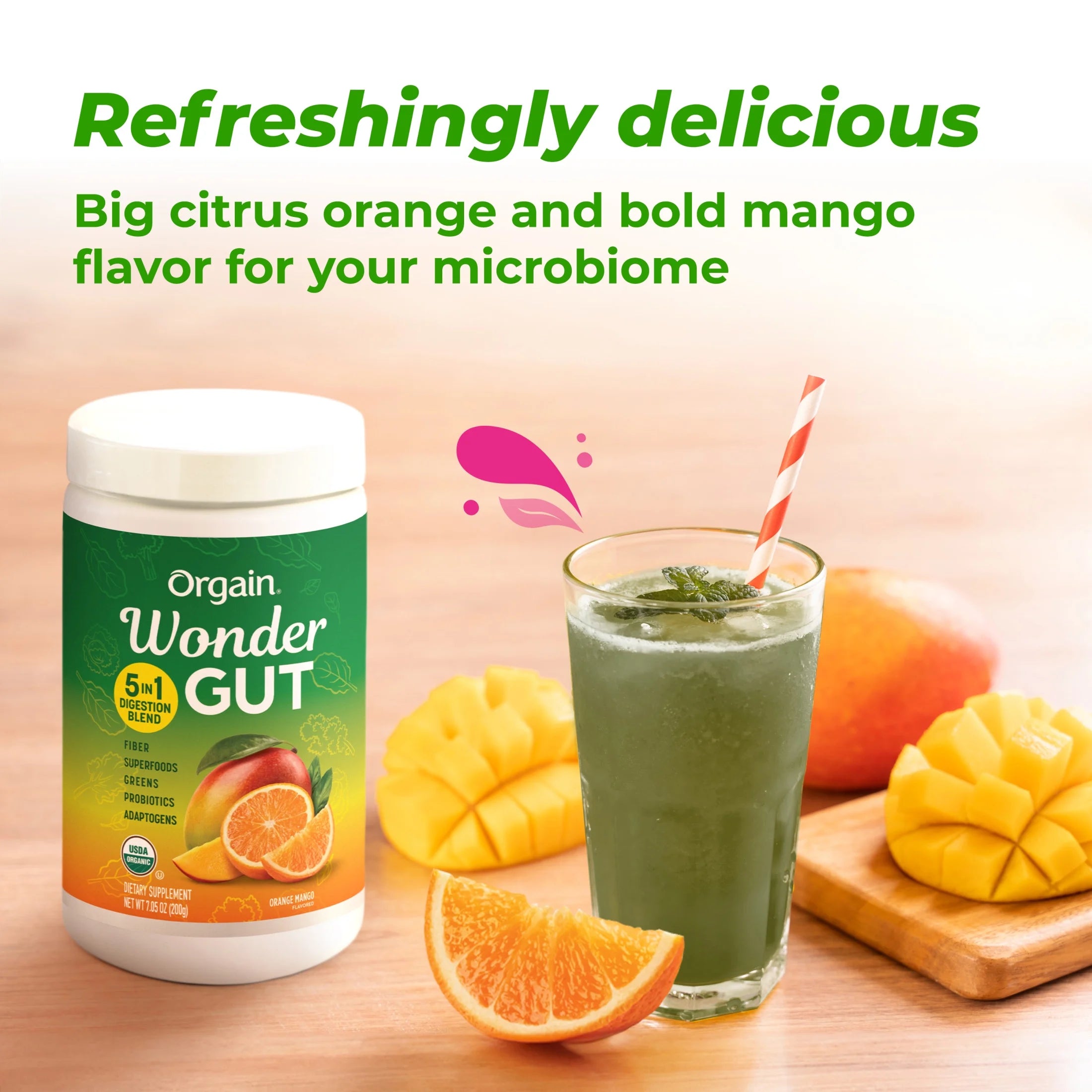 Organic Vegan Fiber Superfood Powder - Orange Mango W6529