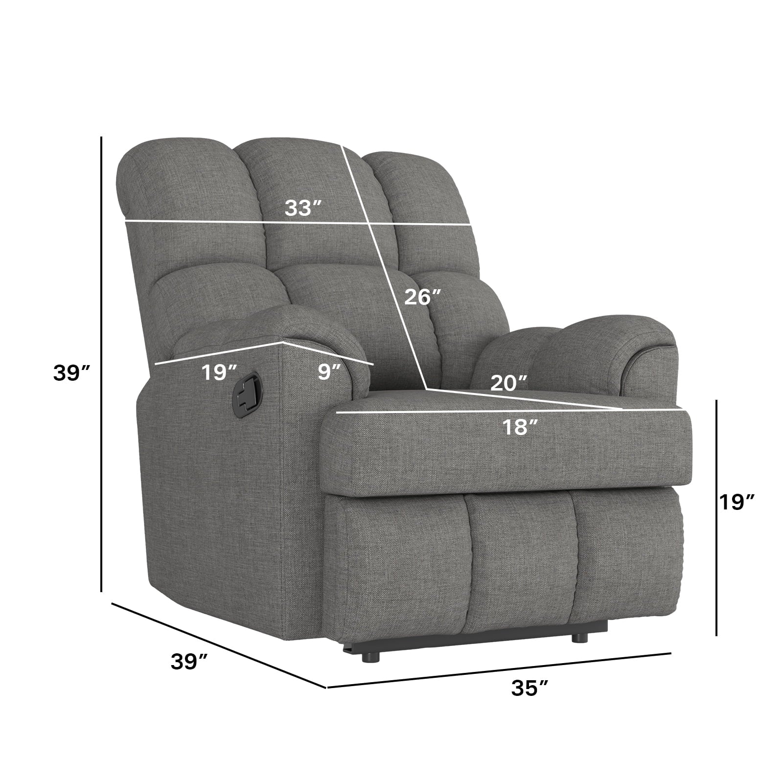 Rocker Recliner Chair Glider for Living Room, Dark Gray B67120