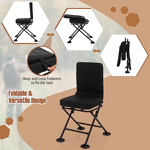 360° Swivel Hunting Chair with Padded Cushion, Folding and Portable N117