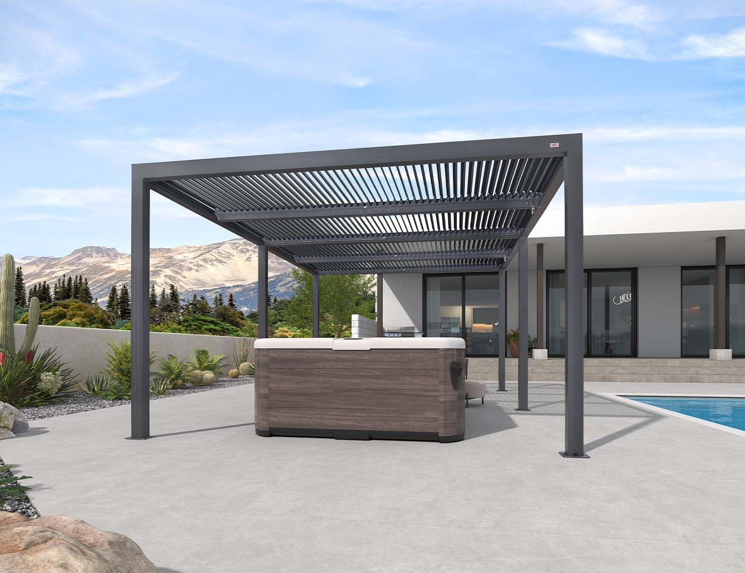 Louvered Pergola 12 x 20 ft Outdoor Aluminum with Adjustable Roof for Deck Backyard Garden W49810