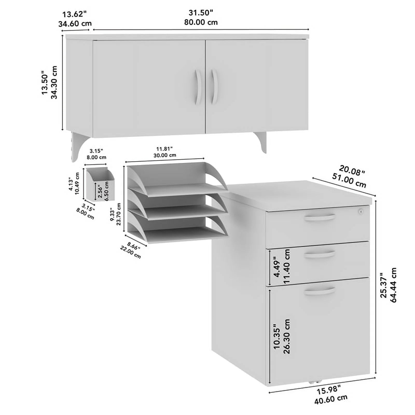 Cubicle Storage Set in Pure White - Engineered Wood L537680