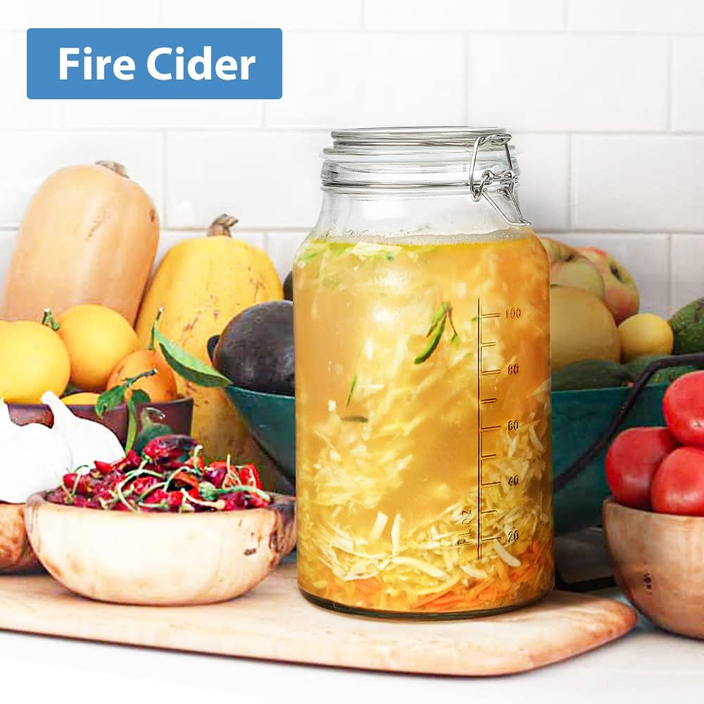 1 Gallon Wide Mouth Glass Storage Jars with Airtight Lids, 2 Pack W949177