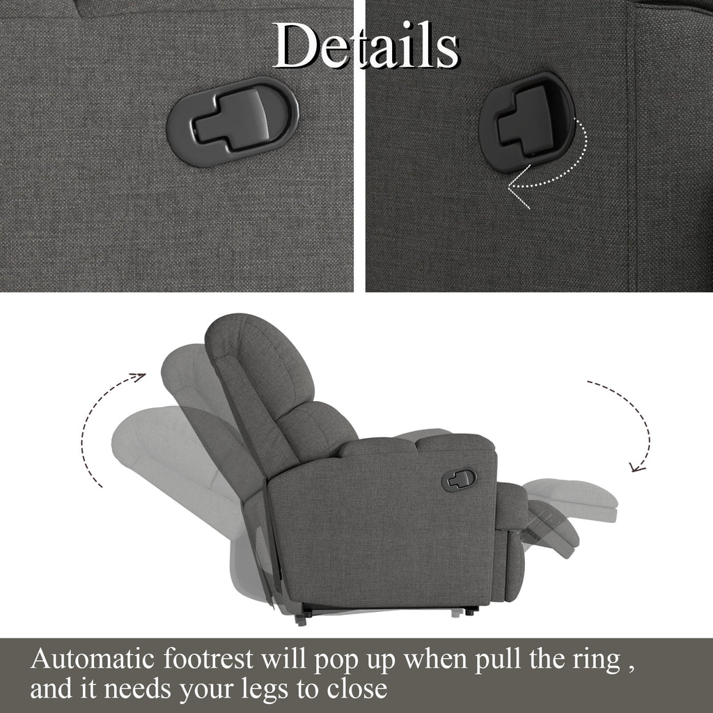 Rocker Recliner Chair Glider for Living Room, Dark Gray B67120