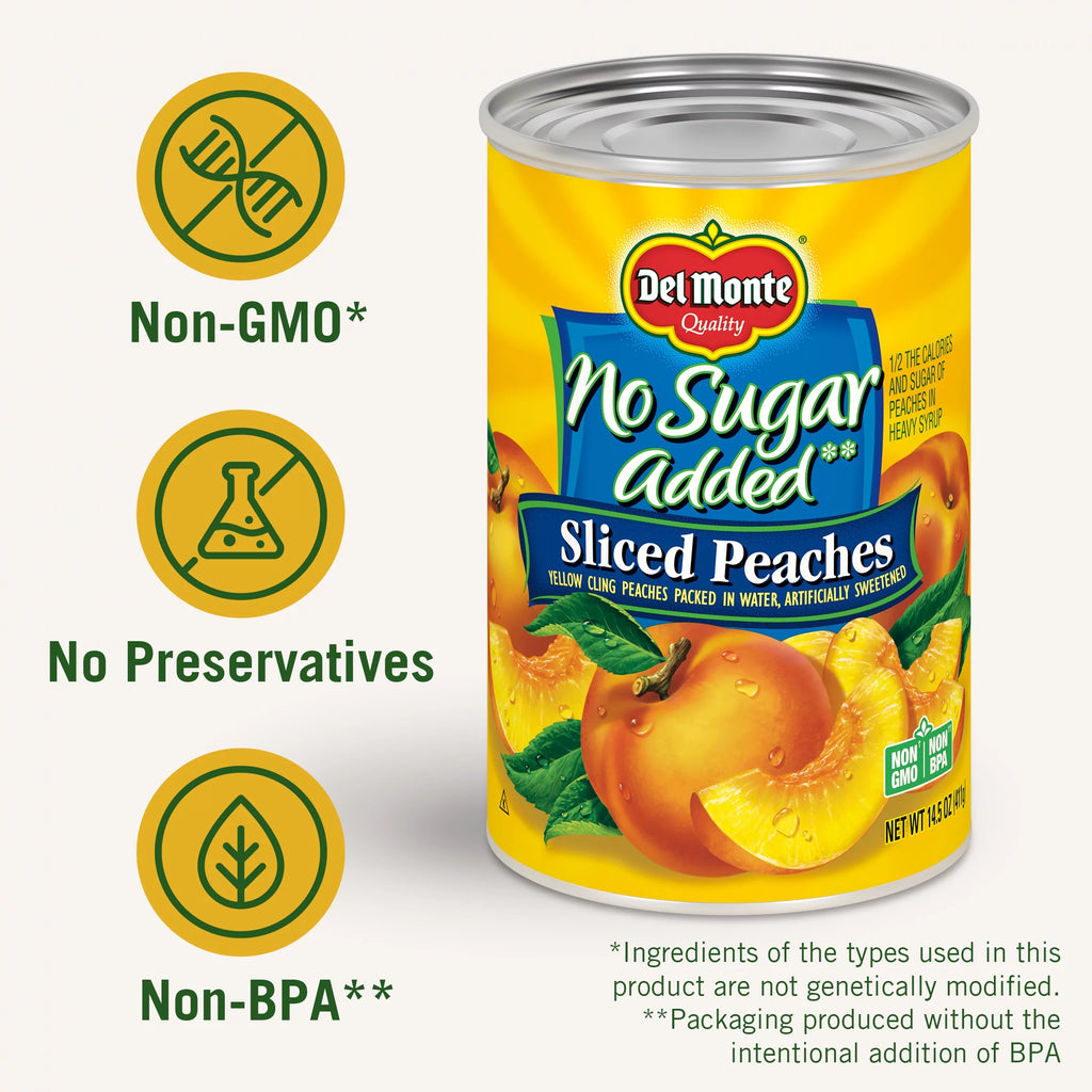 Sliced Peaches, No Sugar Added, 14.5 oz Can F23143