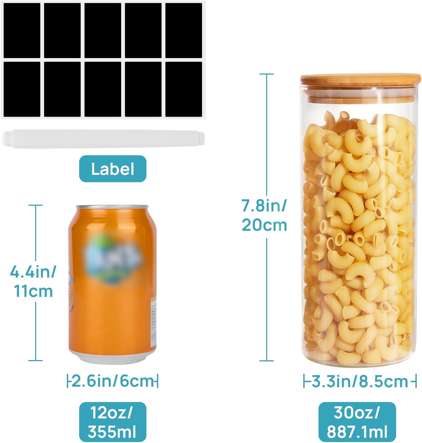 8 Pack 30oz Glass Food Storage Jars with Airtight Bamboo Lids V2676
