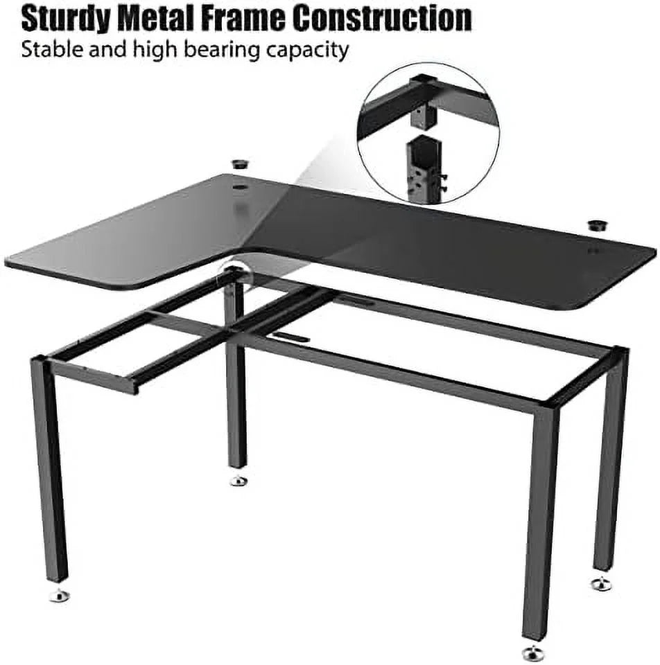 L-Shaped Corner Computer Desk with Cable Management G12345