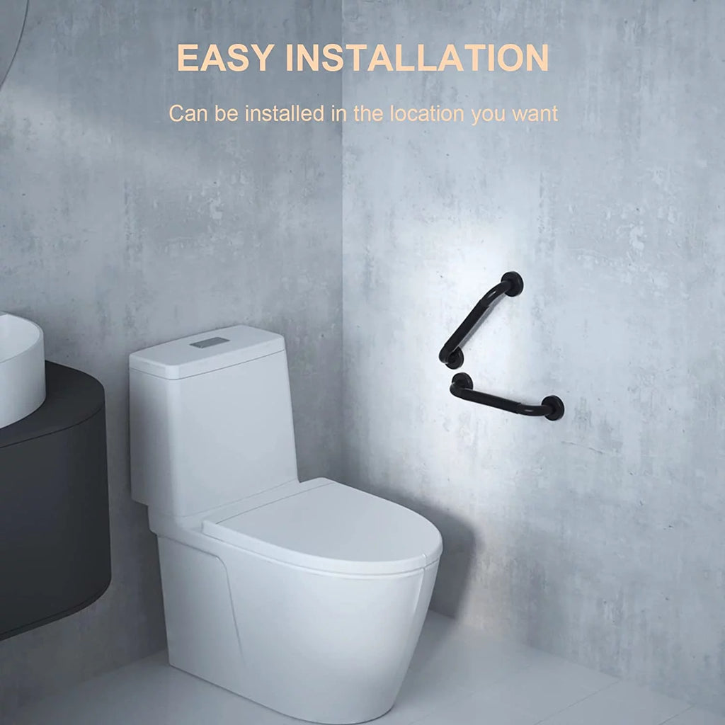2 Pack 12 Inch Black Shower Grab Bar with Anti Slip Rubber Grip Y55782