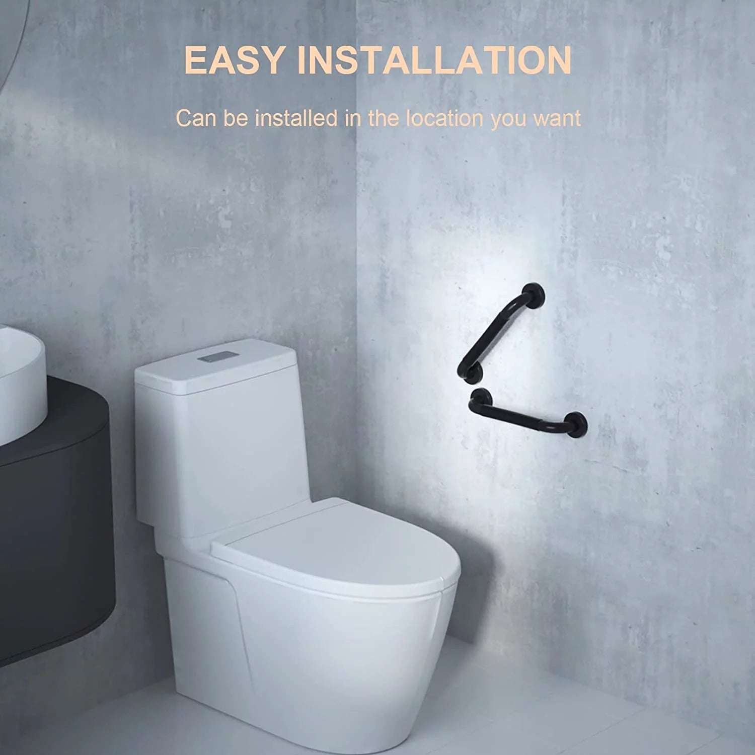 2 Pack 12 Inch Black Shower Grab Bar with Anti Slip Rubber Grip Y55782