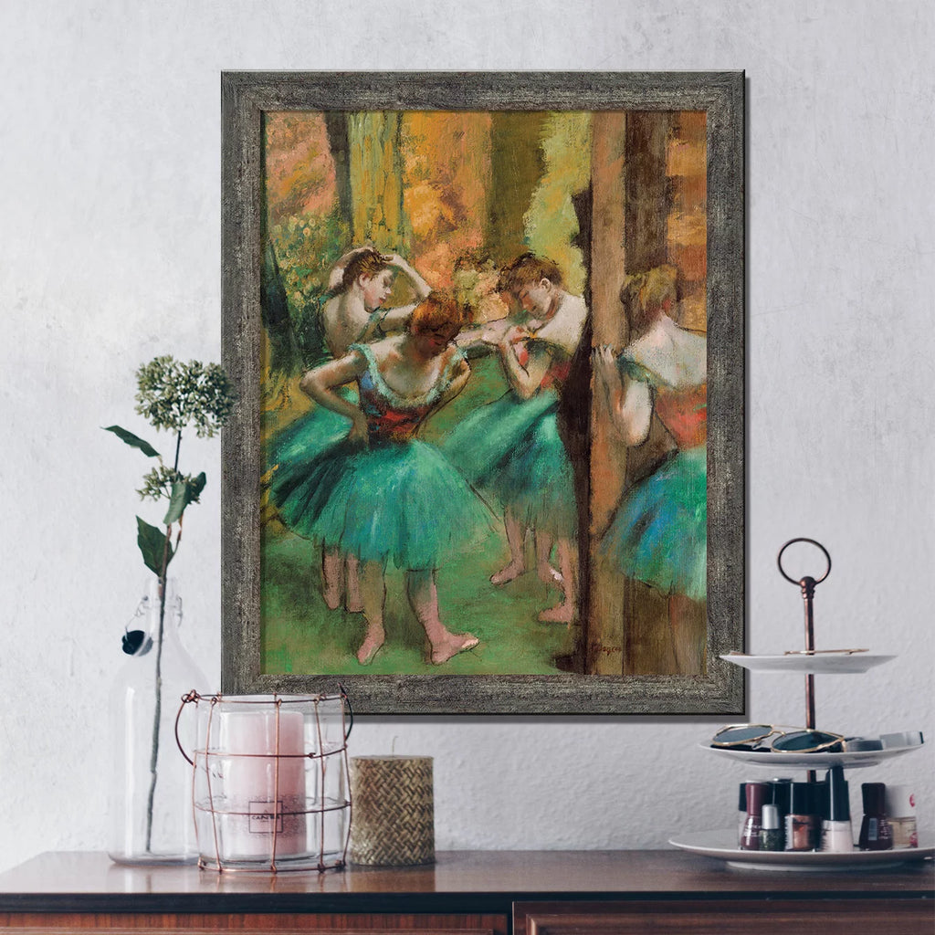 Dancers Pink and Green Framed Wall Art Print, Ballerinas, 11x14 P364773