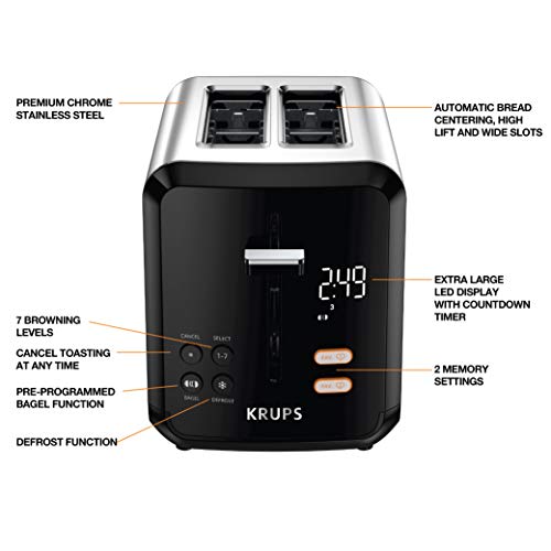 2 Slice Toaster Stainless Steel with Wide Slots, Defrost, Reheat, 7 Browning Levels P496