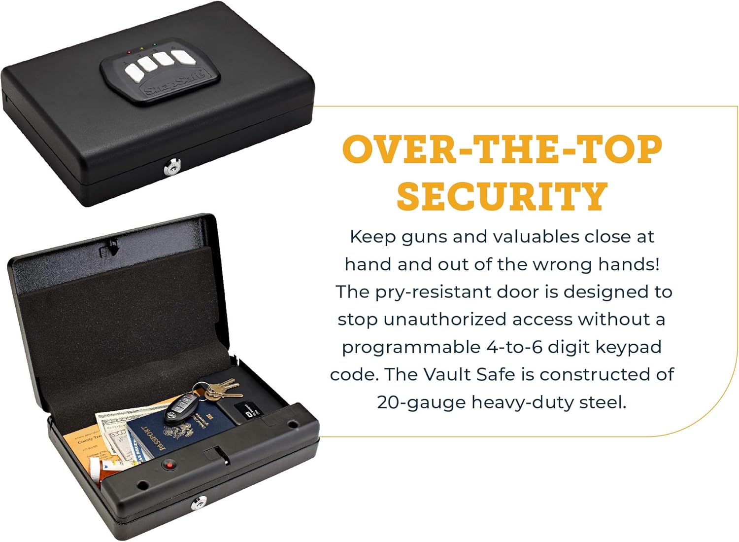 Keypad Gun Safe for Pistols and Valuables with Backup Keys S144066