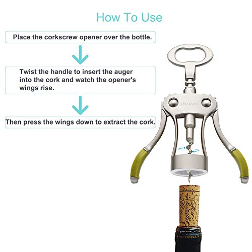 Stainless Steel Wing Corkscrew Wine Opener with Bottle Cap Remover U972