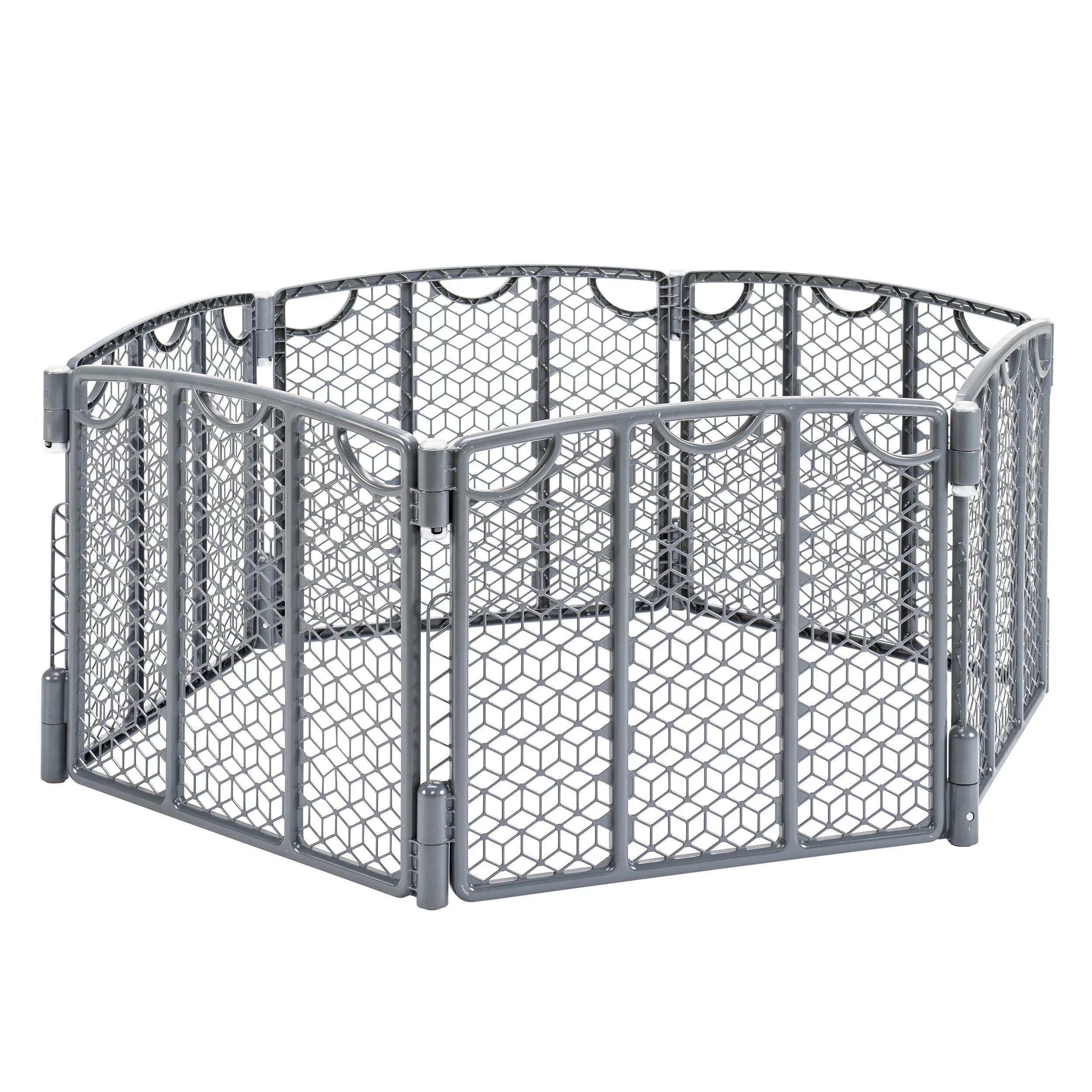 Adjustable Freestanding Play Space Gate, 6 Panels, Cool Gray C19220