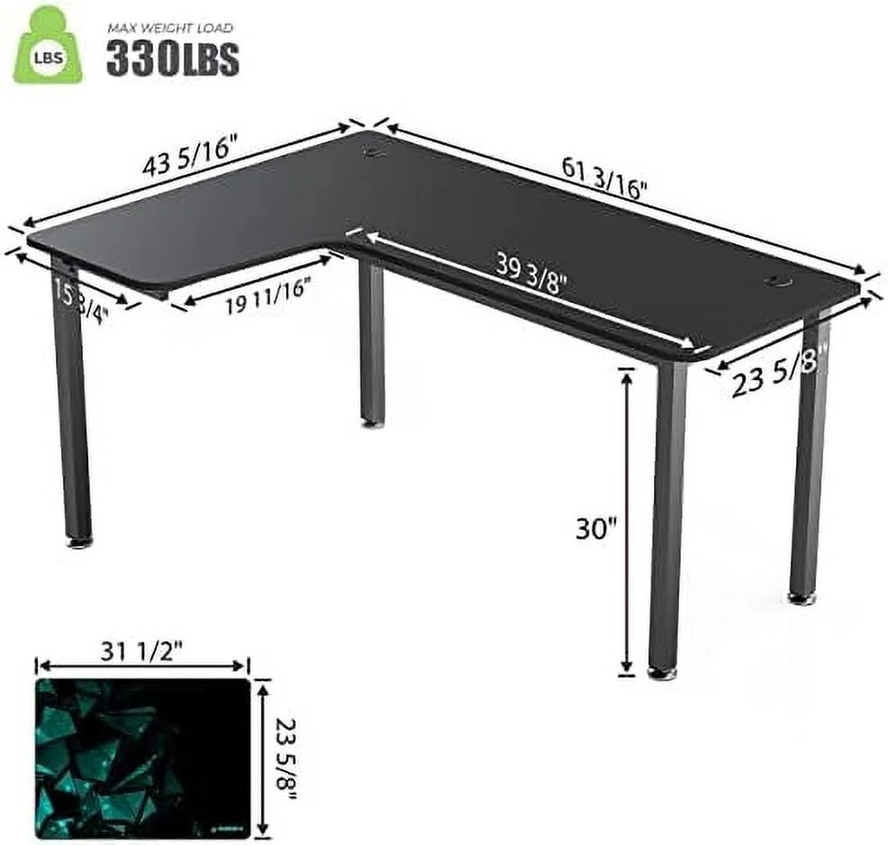 L-Shaped Corner Computer Desk with Cable Management G12345