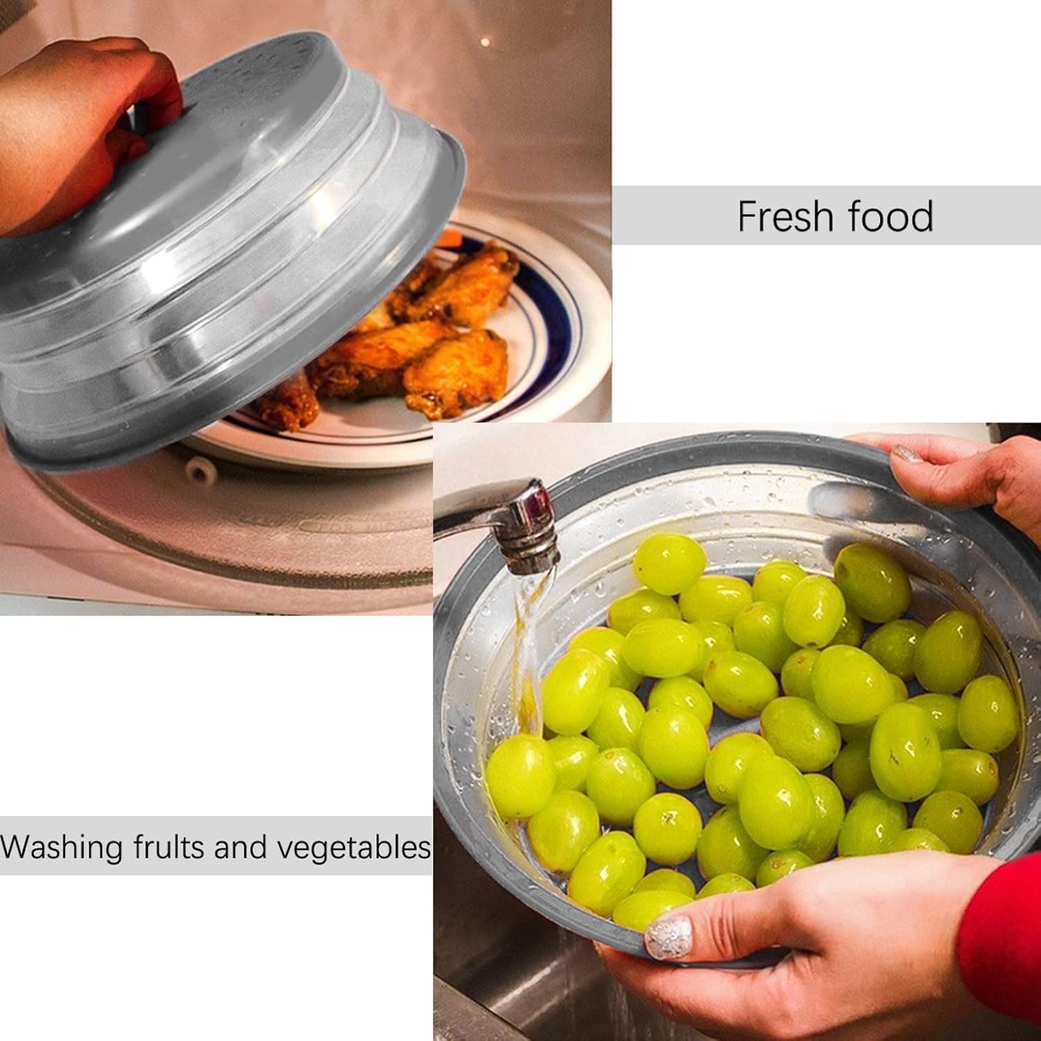Microwave Splatter Cover, Vented Collapsible with Handle, BPA-Free, 10.5 inch U2348