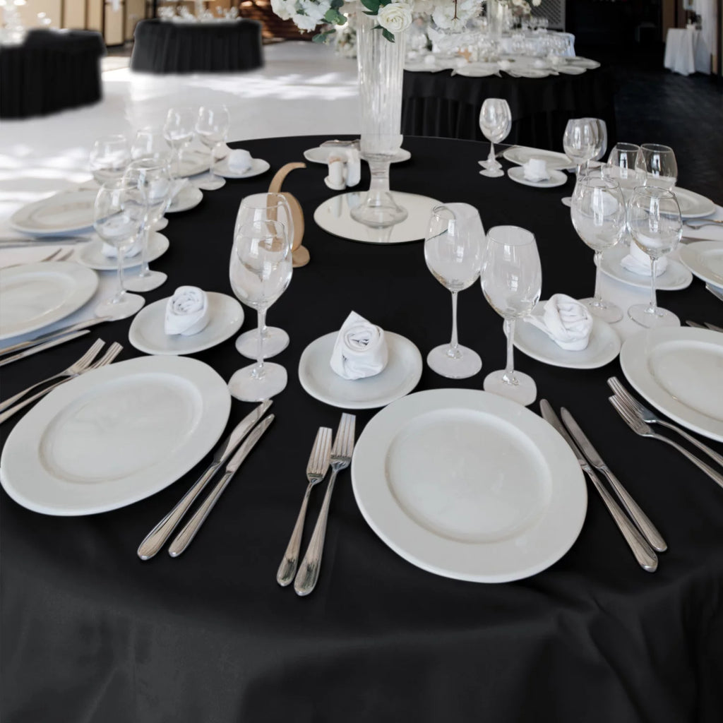 8 Pack Black Round Tablecloths 120 inch Polyester Table Covers X3682